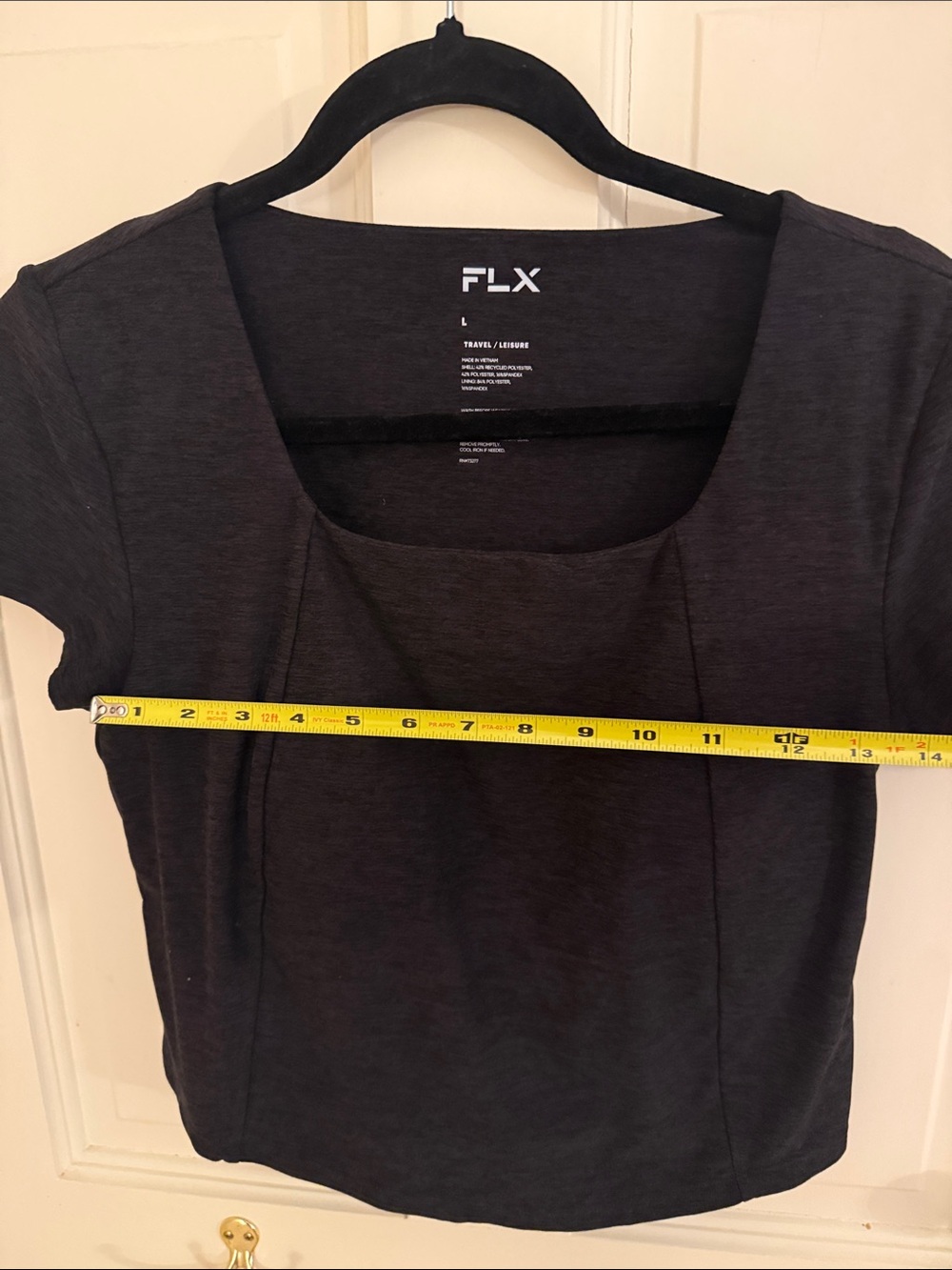 Women's Black Scoop Neck Short Sleeve Top with built in bra size L - Picture 4 of 5